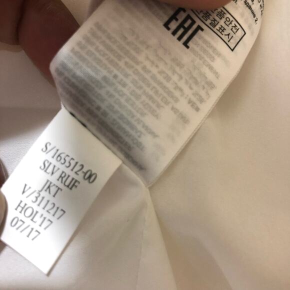 Banana Republic Tweed Frayed Ruffle Sleeve Blazer Ivory  Size 8 - Picture 7 of 8